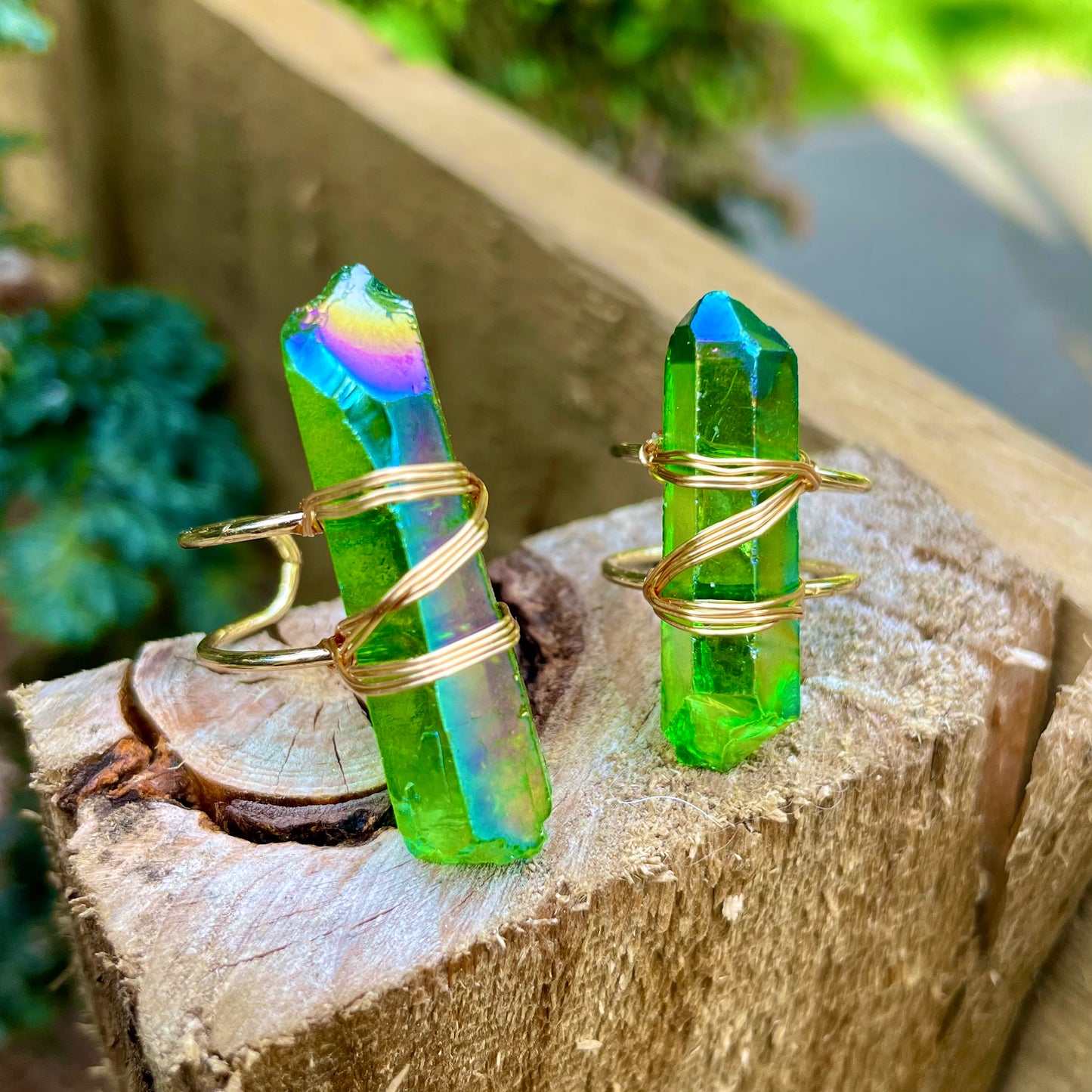 Apple Aura Quartz Wire Wrapped Rings 🍏💍✨