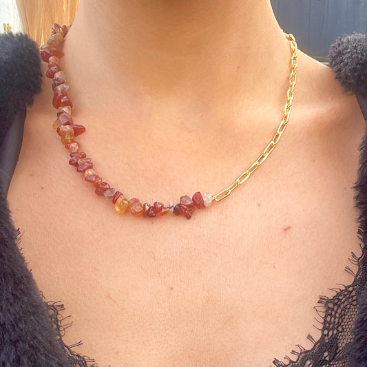 Carnelian Chip Choker Necklace