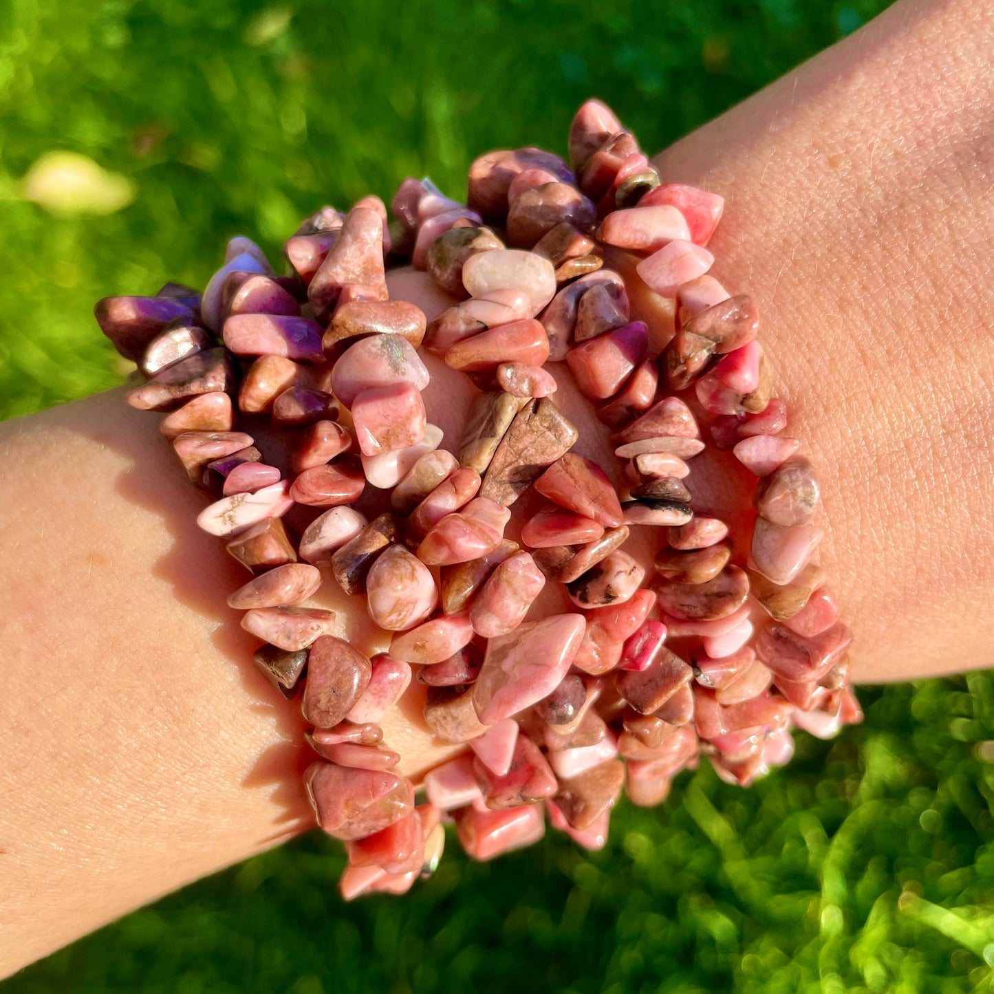 Rhodonite Chip Bracelets 💖🖤❤️