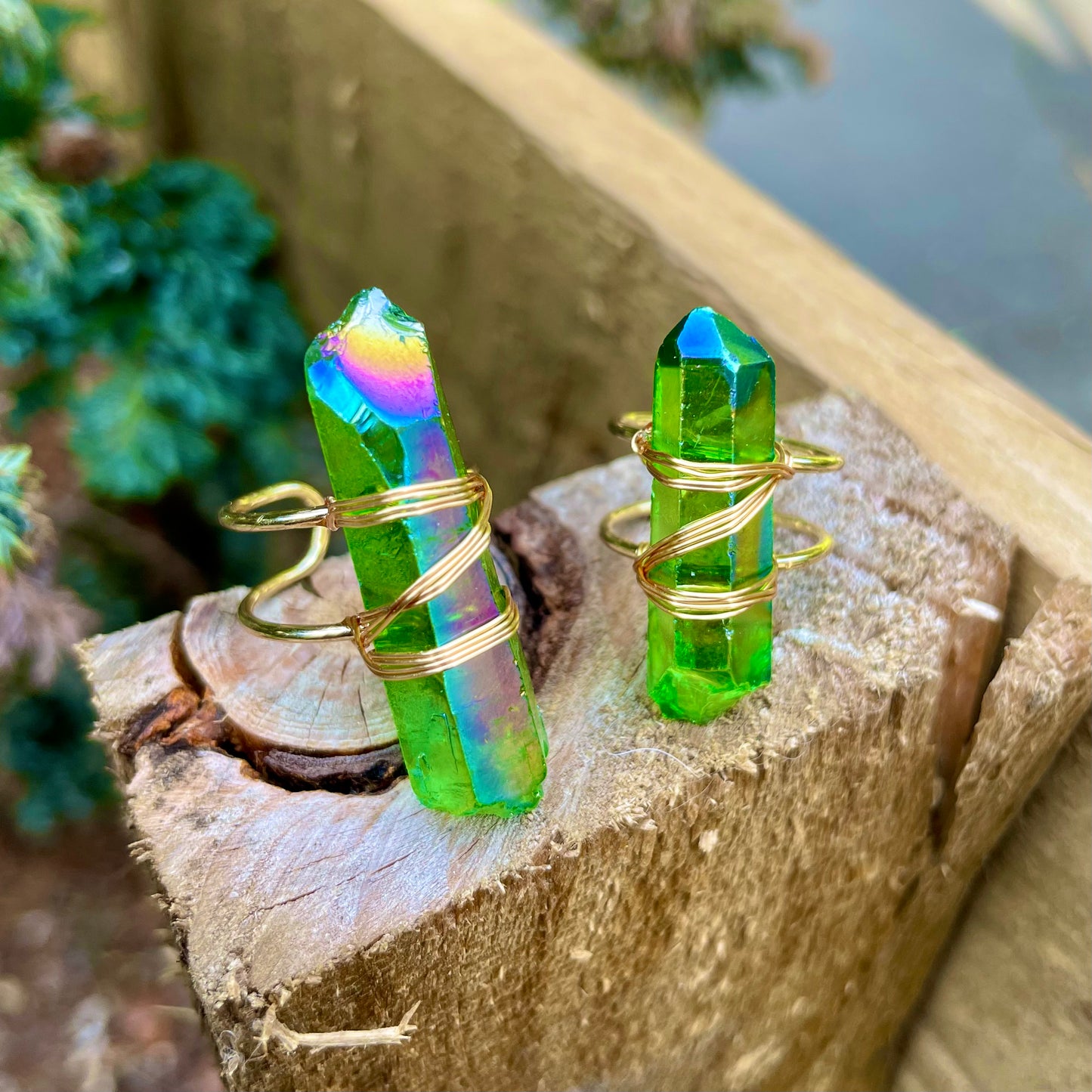 Apple Aura Quartz Wire Wrapped Rings 🍏💍✨