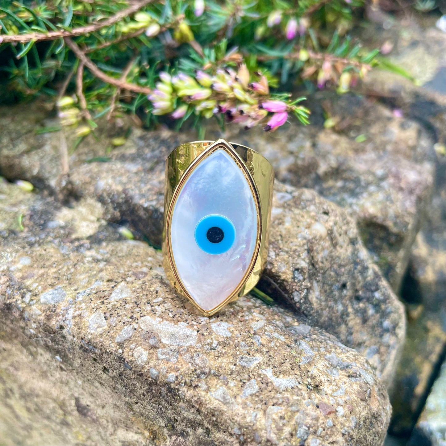 Pearl Evil Eye Cuff Ring 🐚🧿