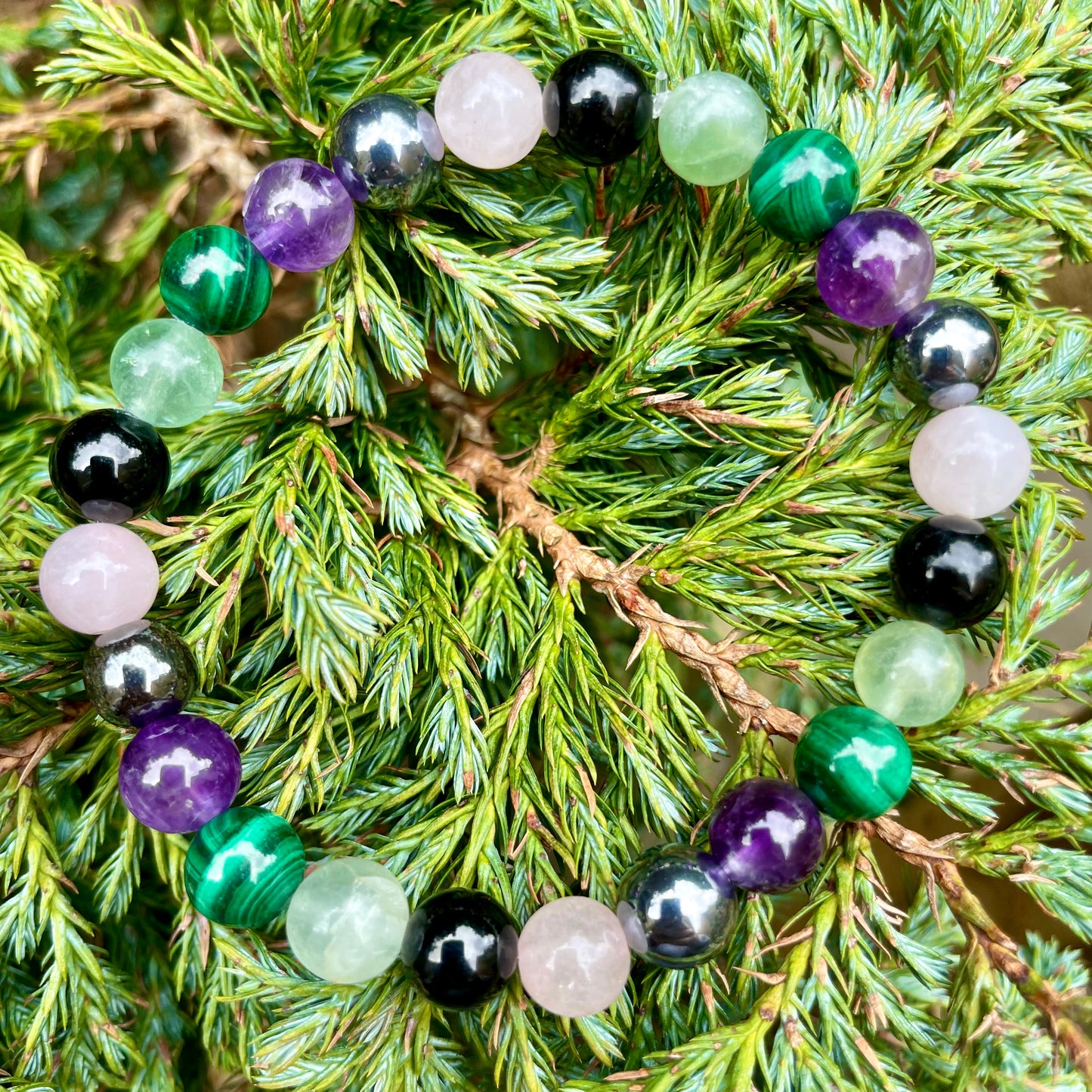 Empath Protection Beaded Bracelet 💚💜🖤💖