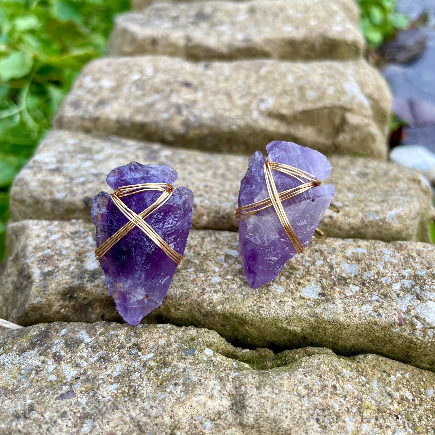 Amethyst Wire Wrapped Arrowhead Rings 🔮🌙✨