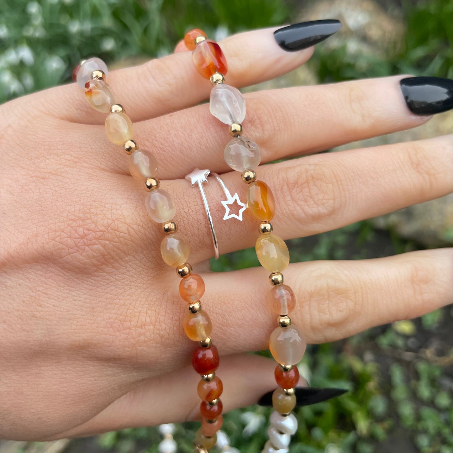 Carnelian and Pearl Choker Necklace