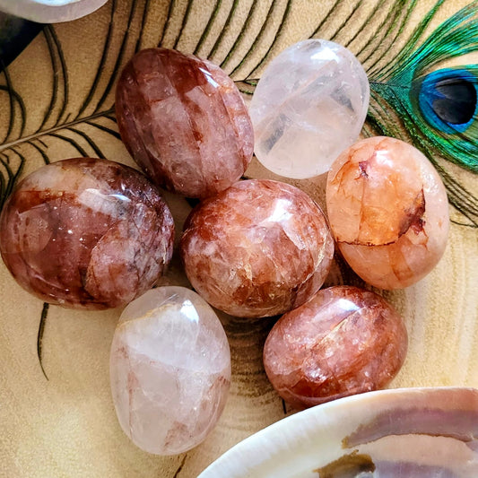 Fire Hematoid Quartz Palm Stones 5-6cm