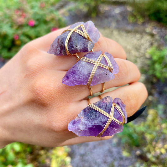 Amethyst Wire Wrapped Arrowhead Rings 🔮🌙✨